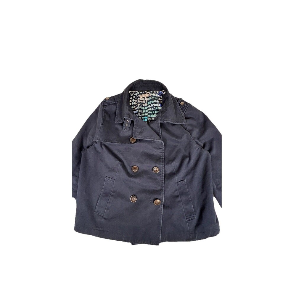 Gap cotton cropped trench coat throat latch blue galaxy double breasted Womens L